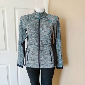 Tangerine stretchy zip front athletic jacket sz L